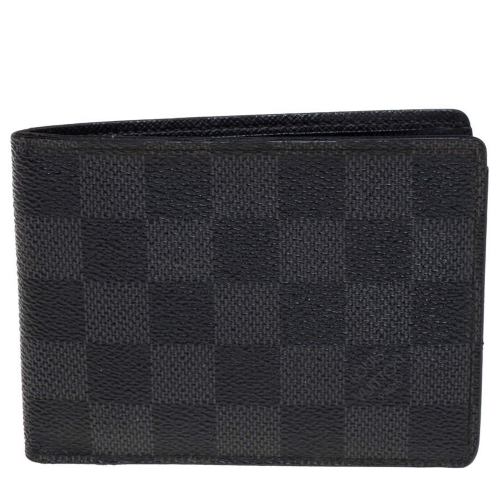 LOUIS VUITTON Multiple Damier Graphite Bifold Wallet Black w/ Dust Bag + Box